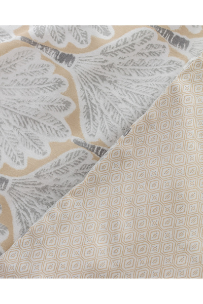 Madame Coco Kerman King Size Pamuklu Baskılı Nevresim Takımı - Bej/Gri