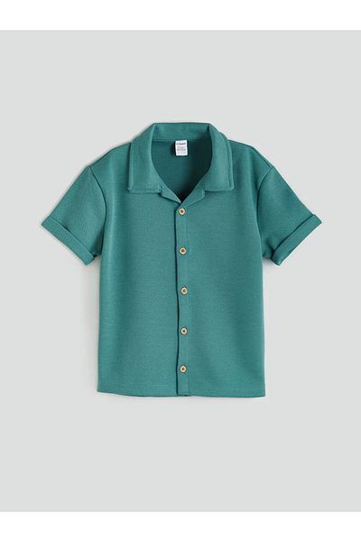 LC Waikiki Lcw kids green resort collar basic shirt and shorts set of 2