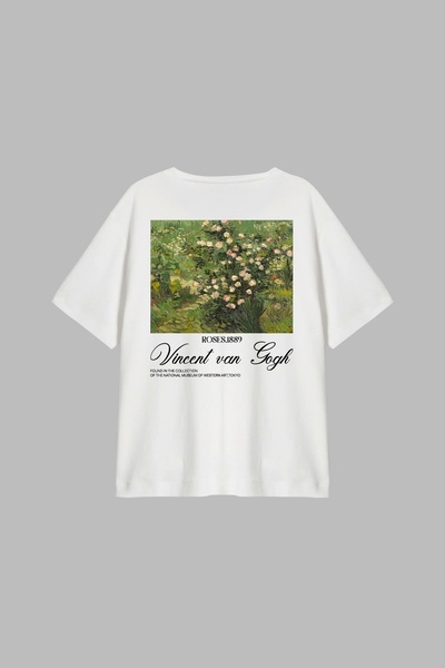 CİNEMA MODA Tricou alb pentru femei V. Van Gogh Roses imprimat