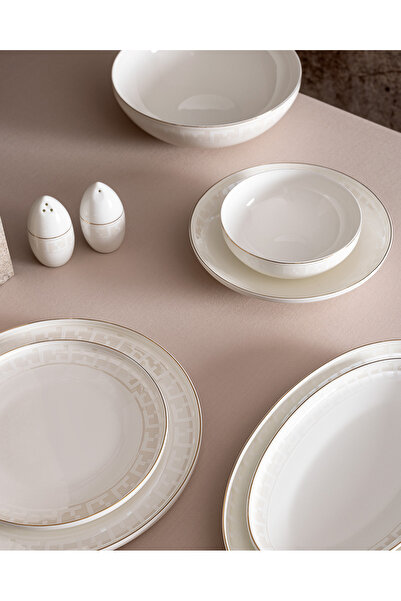 Madame Coco Merlin 6 Kişilik 30 Parça Yemek Takımı - Beyaz/Bej