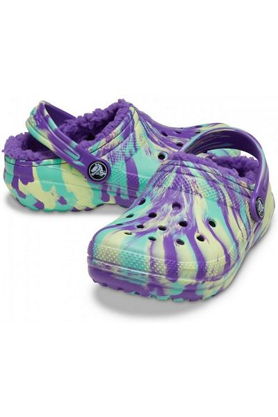 Crocs Saboti Crocs Classic Marbled Lined Kids Mov - Neon Purple 33-34 EU - J2 US