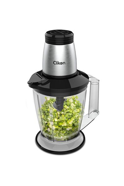 CLIKON Vertical Glass Chopper, 400W, 2L Bowl, 4-Blade System, Crush, Mince & Puree