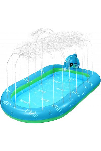 EKKONG Children's Pool With Sprinkler, Pvc, Green/blue, 101 X 167 Cm