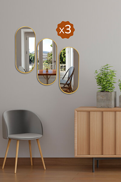 Ayshe Home Concept 3'lü Oval Ayna Duvar Aksesuarı - Sunumluk - Sunum Tepsisi ...
