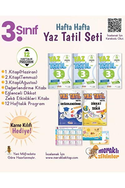 meraklı zihinler 3.sınıf Hafta Hafta Yaz Tatil Seti (KARNE KILIFI HEDİYELİ)