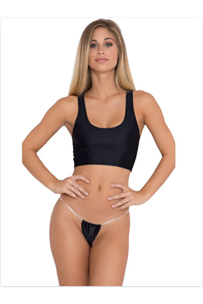 soonaksesuar Tegan Fantasy Transparent Elastic Black Thong TG271300