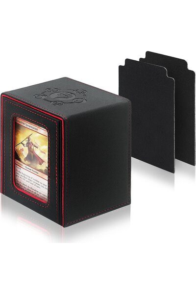 Arabest Magnetic card box organiser with 2 dividers and window display for Magic Commander