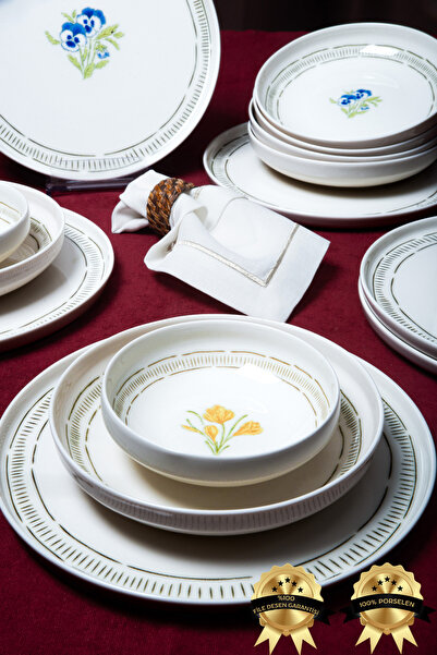 Heda Porselen Mimoza 18 Parça 6 Kişilik Porselen Yemek Takımı