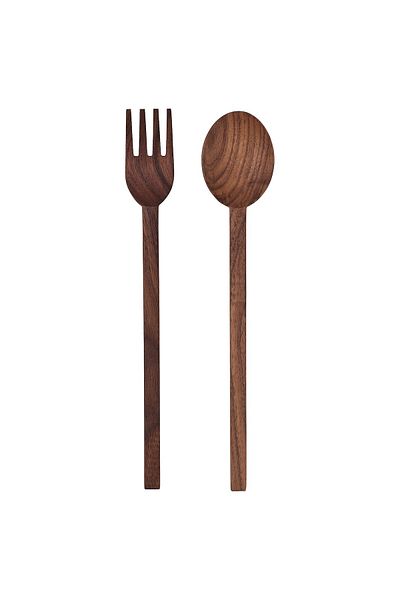 IKEA STOCKHOLM 2025 2-Piece Walnut Serving Set, 31 cm Sleek Salad Servers by IKEA