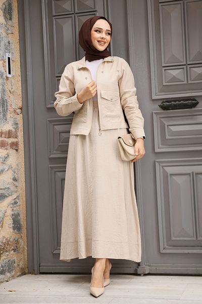 Neva Style Costum eficient cu jacheta albă 44723BEJ
