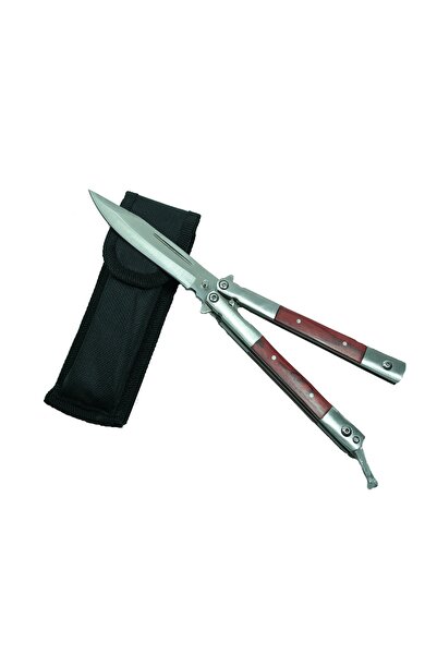 Depox Nůž, Motýlí nůž, Balisong, Motýl, Dřevo, Hnědý, 22 cm