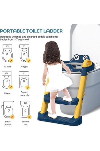Yelajoy Children's Toilet Train Seat, With Ladder, Wide Footrest, Removable Cushion, Suitable for Children