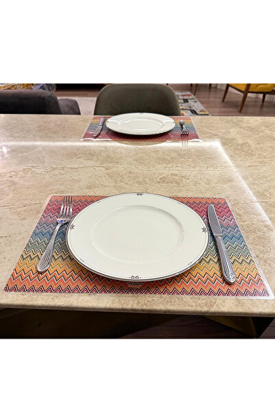 The Grade Doily 2 Pcs Zigzag Pattern Colorful Doily 2 Pcs Food Doily Zigzag Pattern 42X28 cm