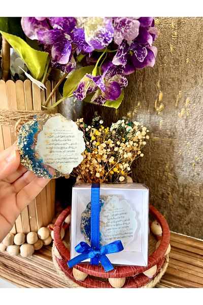 Larmina Decoration 15 Pieces Blue Stone Epoxy Magnet with Box
