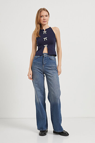 Arma Life Kadın Yüksek Bel Bol Paça Laci Baggy Kot Pantolon