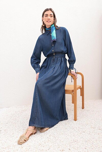 ALLDAY Women's Buttoned Pleated TENCEL™ Skirt