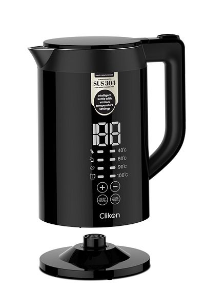 CLIKON 1.7L, 1850-2200W, digital temp display, fast boil & keep warm function, premium design.