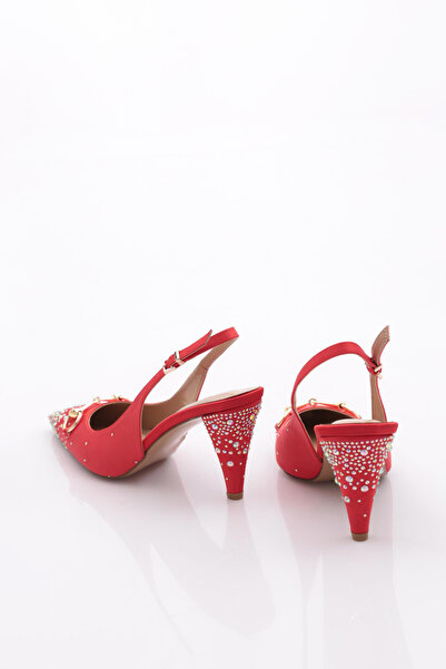 DGN Kadın Aksesuarlı Topuklu Ayakkabı Kırmızı 93721085