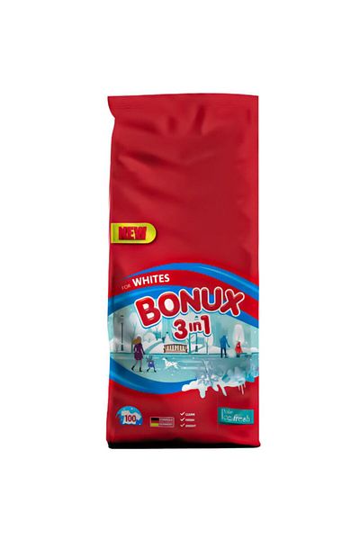Bonux Detergent Automat 3 In 1 White Ice Fresh, Proaspat Racoritor, 125 Spalari, 8,12 Kg