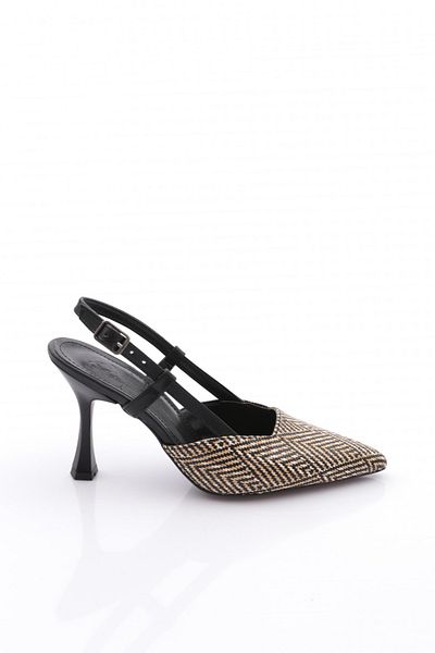 DGN Pantofi cu toc pentru femei cu vârf ascuțit, negri 51613534
