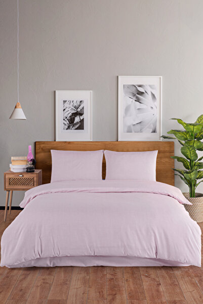 Karden Flower Set cuvertură de pilota dublă din bumbac uni - Roz