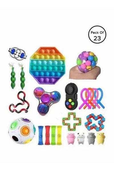 HALAMODO 23-Piece Fidget Spinner And Bubble Novelty Toy Set Multicolor