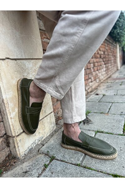 by selvi Lukka Shoes Rose Genuine Leather Khaki Skin Loafer