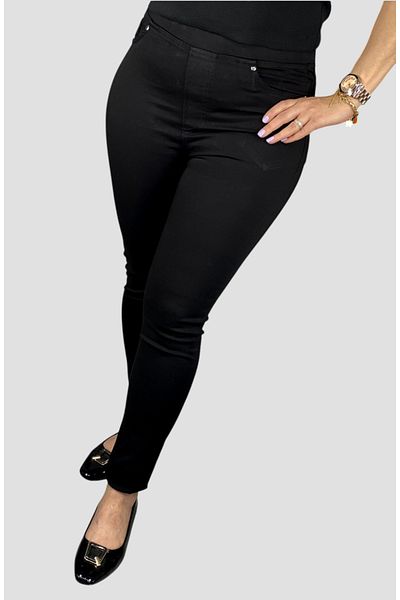 Barato Large Size Black Premium Full Lycra Denim Leggings Trousers