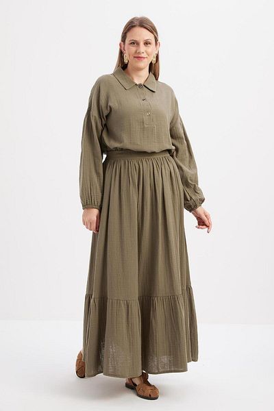 ALLDAY 24Ds62059Al0 Women's Linen Flared Skirt