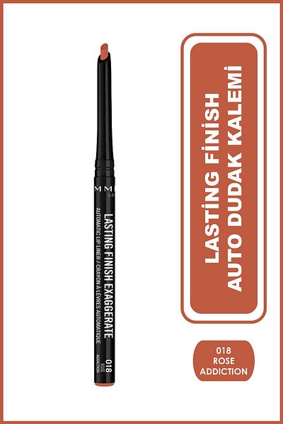 RIMMEL LONDON قلم الشفاه - قلم الشفاه التلقائي ذو اللمسة النهائية الدائمة Roseaddicti