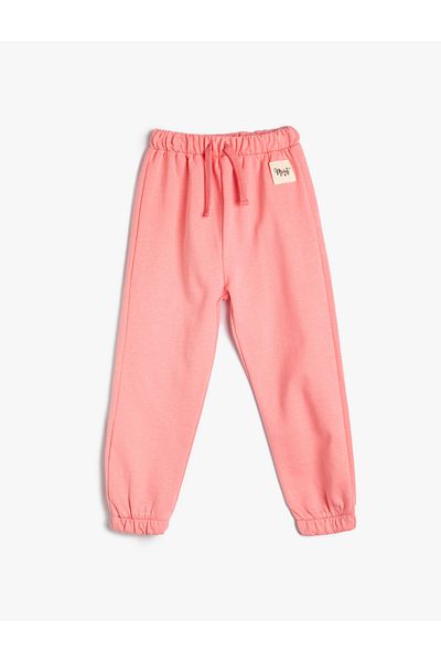 Koton Basic Jogger Sweatpants Applique Detailed Tie Waist Cotton