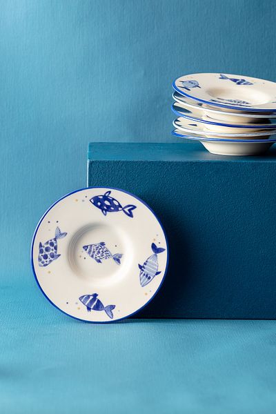 Madame Coco Luxe Poisson 6-teiliges Teeglas-Untertassen-Set