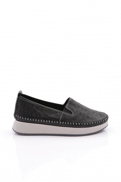 DGN Pantofi Confort Detaliați Cauciuc De Damă Piele Naturală Negru 953244