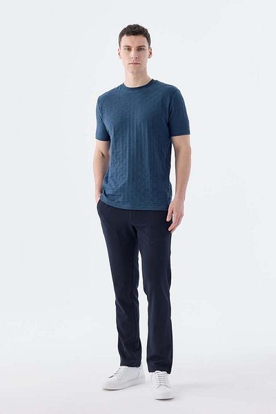 Jakamen Μπλουζάκι με λαιμόκοψη Navy Blue Slim Fit Knitwear