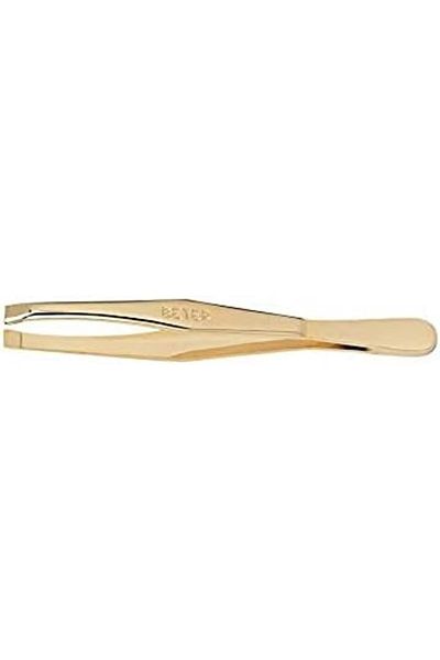 Beter Gilded Straight Point Tweezer | Easy Hold Grip | Professional Hair Removal Tool | 7.5 Cm
