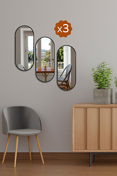 Ayshe Home Concept 3'lü Oval Ayna Duvar Aksesuarı - Sunumluk - Sunum Tepsisi ...