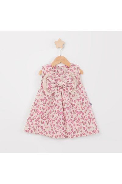 TRENDİMİZBİR Baby Girl Bowknot Tiny Flower Woven Thick Strap Dress