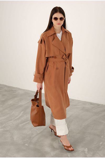 HEQA Modal Trench Coat, Dark Mango Color
