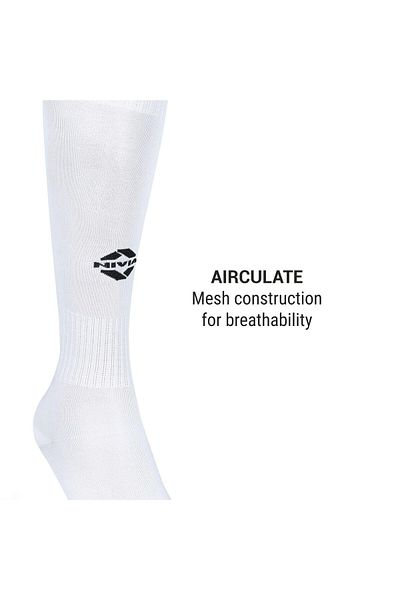 Nivia Classic Sports Stocking White | S | Moisture-Wicking & Sweat-Absorbing | Flexible & Comfortable