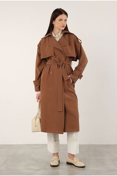 HEQA Trench Coat Trening Garment with Coffee Fashion