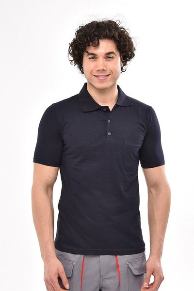 Çamdalı İş Elbiseleri Polo Neck Single Jersey T-Shirt Single Jersey Business T-Shirt with Pocket Navy Blue 100% Cotton Soft and Flexible Fabric