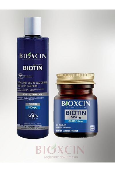 Bioxcin Biotin 5000 Mg 60 Tablets and 300 ml Shampoo Set