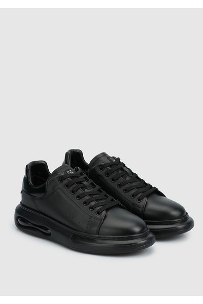 Provoq Black Leather Men's Sneakers