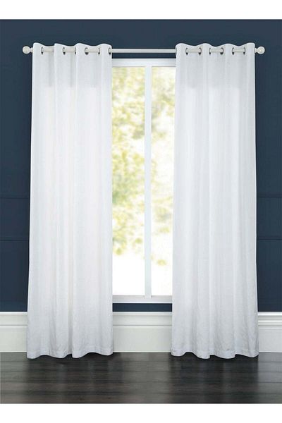 Generic Hometown Satin Feel Window Curtain Pair With Eyelet White 135 x 240cm