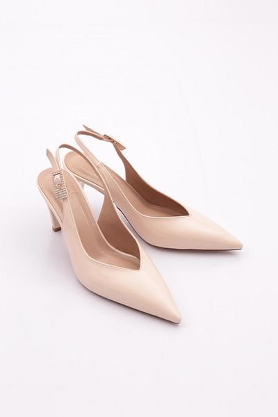 DGN Pantofi de dama cu toc inalt din piele lacuita bej 93821085