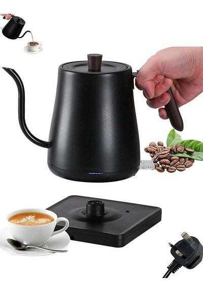 COOYA Electric Kettle,anti-scald Handles,0.8l Stainless Steel For Brew Coffee Tea,1000w,wood Grain Black