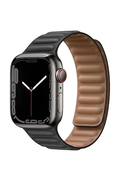 Generic Leather Magnetic Loop Strap Compatible with Apple Watch Series 10/Ultra 2/9/8/7/6/SE