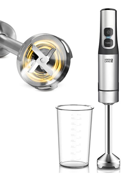 LEBENLANG Güçlü El Blenderı,Paslanmaz Çelik Gövde, 800 ml Ölçüm Kabı, Turbo Mod, Sıçrama Koruması