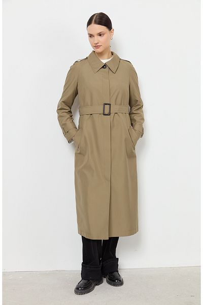 Fatma Atasoy Single Breasted Khaki Trench Coat
