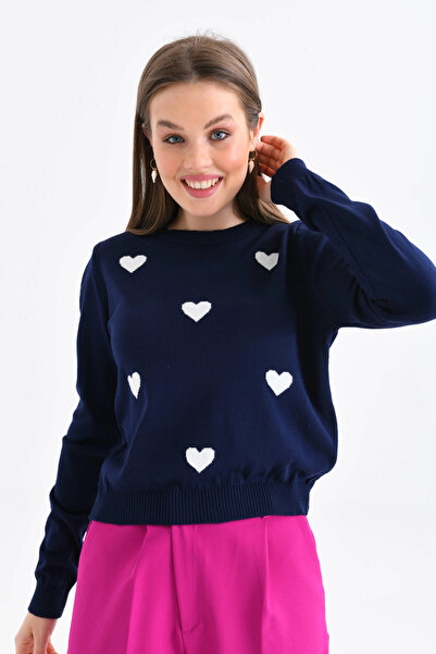 Park Karon Велосипедний комір з серцевим візерунком, трикотажний светр